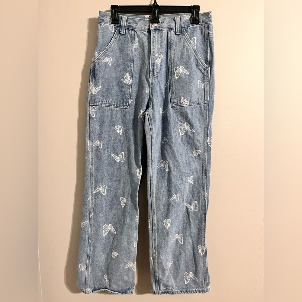 Simple Society Butterfly High Waist Baggy Wide Leg Jeans